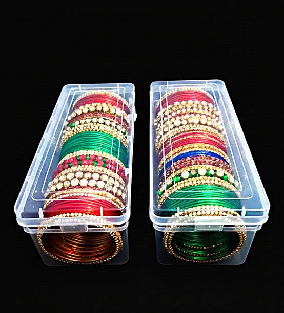 CREATIONSS Pack of 2 Plastic Bangle Box with Adjustable Rod Bangle/Chuda Set Storage/Organizer, Vanity Storage, Watches/Bracelet Organizer Box Vanity Box