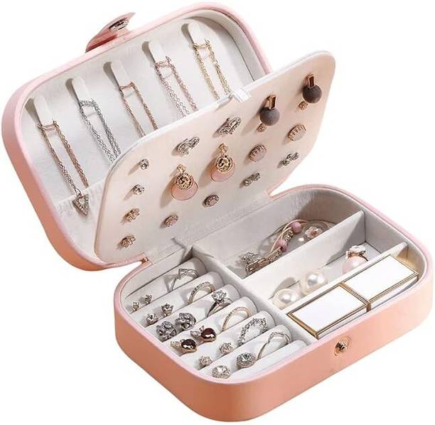 GOLDENEYEHOUSE Portable Travel Jewellery Box PU Leather Organizer for Rings Necklaces Earrings Jewellery Organiser Vanity Box
