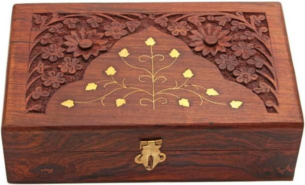 R.S Enterprises Traditional Wooden Vanity Organizer – Multipurpose Box for Cosmetics Lock Vanity Box