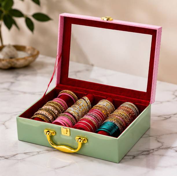 LAAM ALIF 4 Row Jewellery Case for Bangles and Everyday Accessories Bangle Box Vanity Box