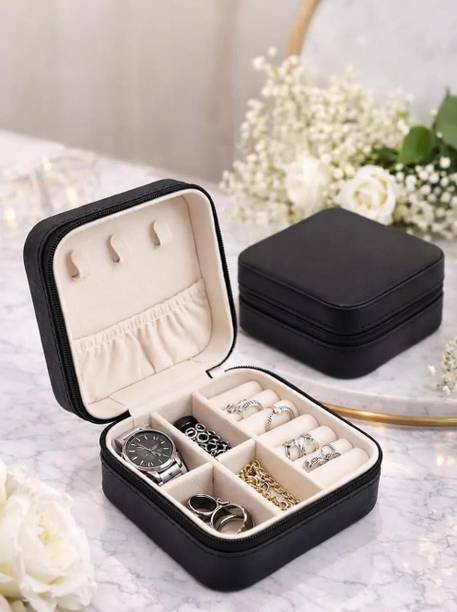 MR TEXTILE Black Small Multifunctional Vanity Box For Travelling Makeup Box Jewellery Box Vanity Box