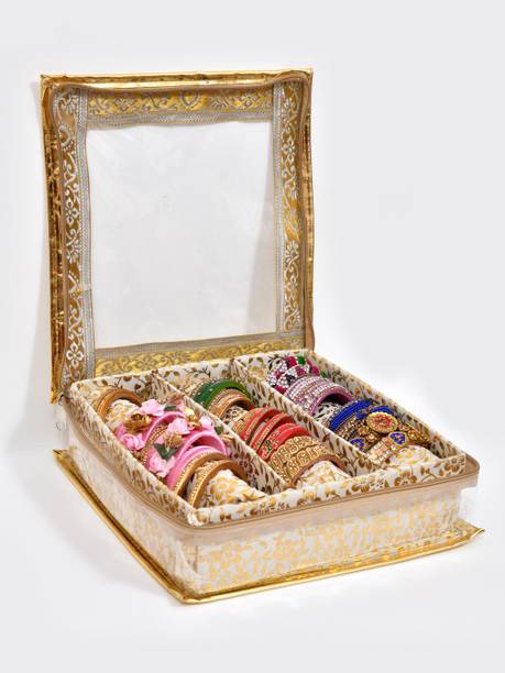 Home Fresh Bangle Box 3 Rods Vanity Box with Transparent Window & Zip Suitable Storage-1 Bangle Box 3 Rods Vanity Box