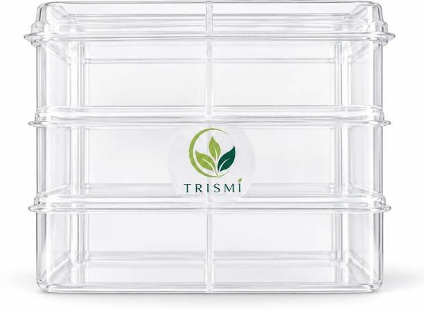 TRISMI 3 Layer Transparent Jewellery Organizer Box with 18 Compartments for Storage Jewellery Storage and Organization Vanity Box