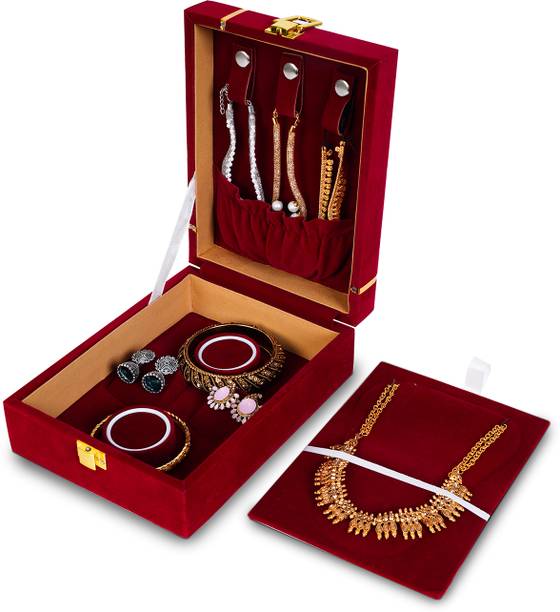 DigiRake Travel Jewellery Organizer Storage Box Gold Storage Box, Makeup Storage, Gift For Marriage, Jewellery Box Organizer Vanity Box