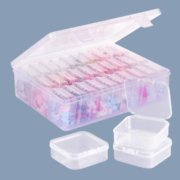 Swadhin Mini Clear Organizer Set for Jewelry Beads Seeds Hardware and Craft Supplies 30 Vanity Box