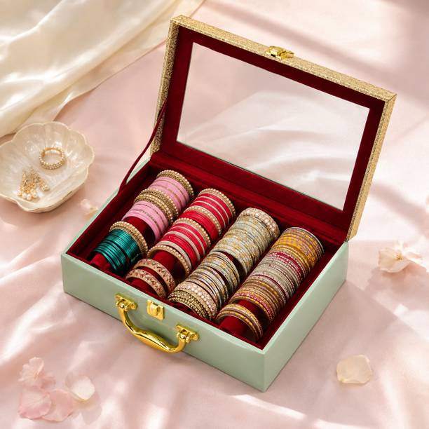 LAAM ALIF Four Row Bangle Box for Safe and Organized Jewellery Keeping Bangle Box Vanity Box