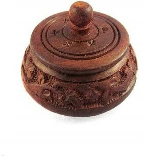 Ragib wood Handicraft Natural Handmade Rosewood (Sheesham) Round Sindoor Box Kum kum box Vanity Box