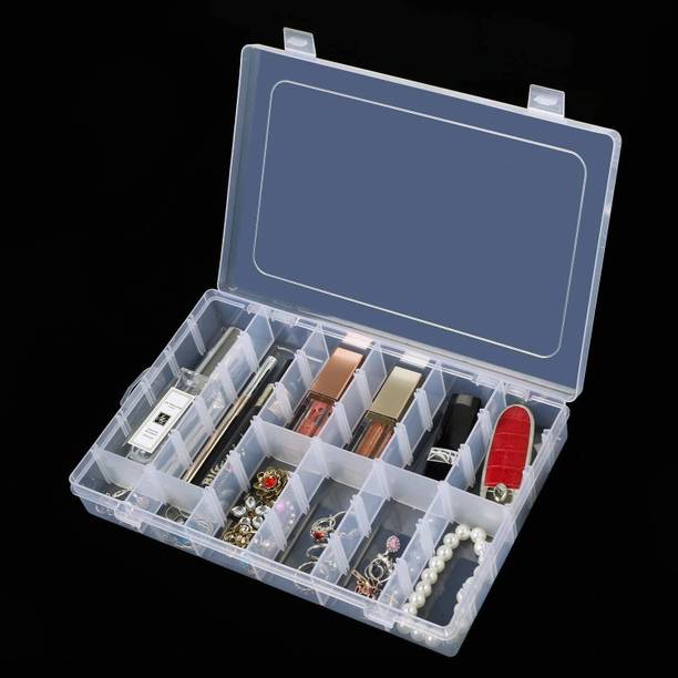 JIGSHTIAL Adjustable Dividers Organizer Pills Drugs Earrings Bead Jewelry Small Case 36 Grids Clear Plastic Storage Box Vanity Box