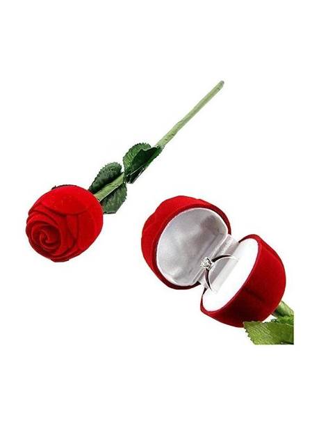 The Elitestore Velvet Red Rose Jewellery Ring Box Valentines Day, Wedding Day, Wedding Engagement Vanity Box
