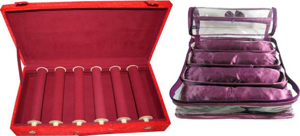 ultimatefashionista combo of 6 roll rod bangle box vanity box wooden bangle storage box bridal 3 roll rod satin bangle case travel kit brocade jewellery kit vanity case jewellery bangle box vanity box vanity box Vanity Box