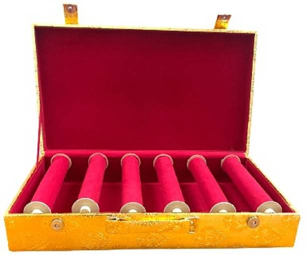 CLASSECRAFTS 6 roll rod bangle box vanity box wooden bangle storage box, Makeup Kit Box ,Jewellery Organizer,, Multipurpose Kit, Travelling Bag, Churi Box Vanity Box