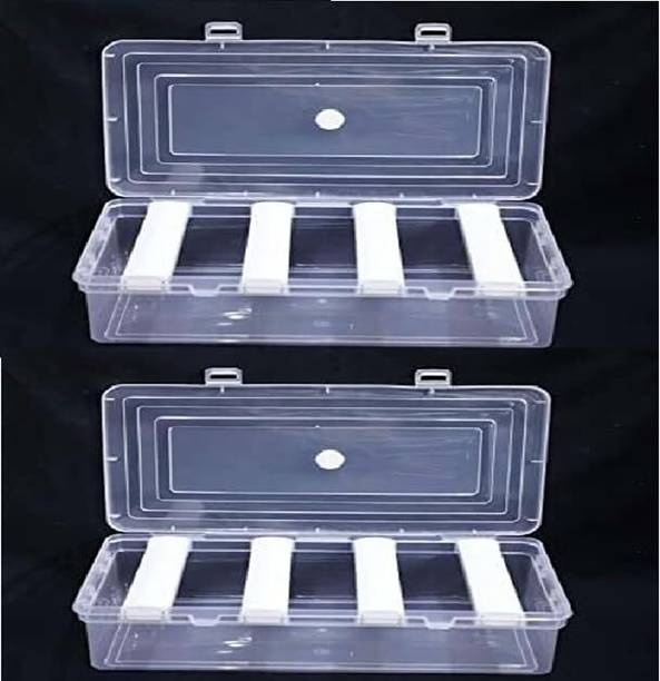 shreesrtraders Clear Plastic Bangle Box with 4 Adjustable Rods | Multipurpose Jewellery Box Multipurpose Vanity Box