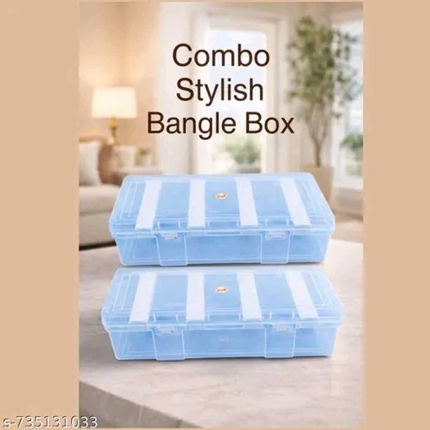 AMANDCO Multipurpose Plastic 2 Boxes Each Box with 4 Rod Stick for Women and Girls ,Organizer Case For Jewellery, Bangles Box, Lockable Vanity Box, ( Pack Of 2 ) Vanity Box