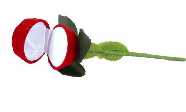 ultimatefashionista New-Red Rose Shaped Ring Box Large Size Ring Box, Jewellery Box, Designer Ring Box, Rose Ring Box Vanity Box