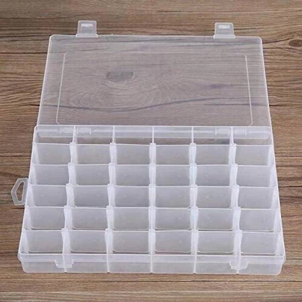 YAARA ENTERPRISE 36 Grids Clear Plastic Storage Box with Adjustable Dividers Organizer Pills Drugs Earrings Bead Jewelry Small Storage Box Case.(Pack of 1 ) 36 Grids Clear Plastic Storage Box Vanity Box