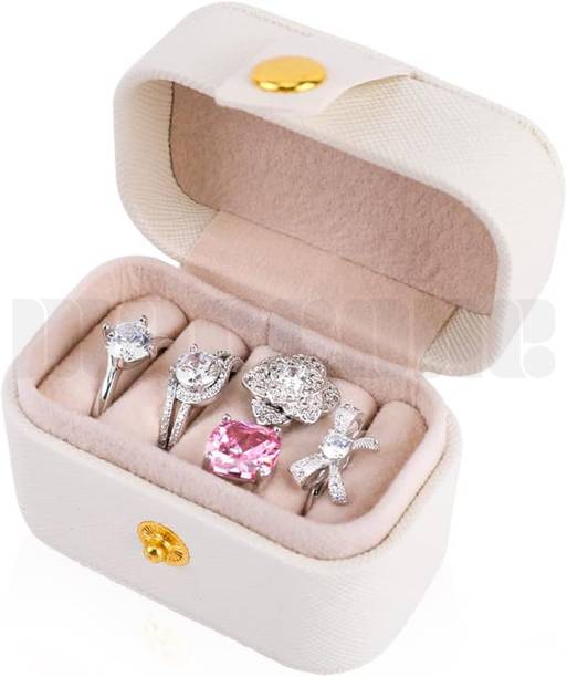 Marrone Portable Small jewelry box for travel, buckle closure, wear-resistant PU leather Jewellery Vanity Box