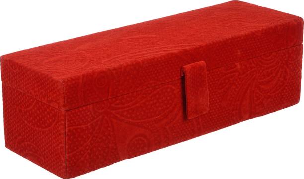 KUBER INDUSTRIES Velvet Bangle Box|1 Rod Self Cut Work Bangle Organizer For Women|Red Jewellery Vanity Box