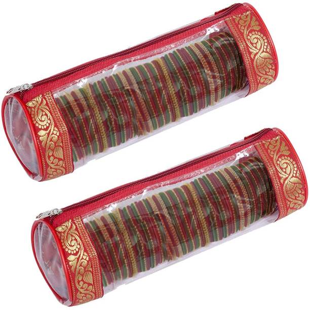 Organo Craft 2 Pieces Transparent PVC Single Rod Bangle Pouches Storage For Women Travel Jewellery Box Vanity Box