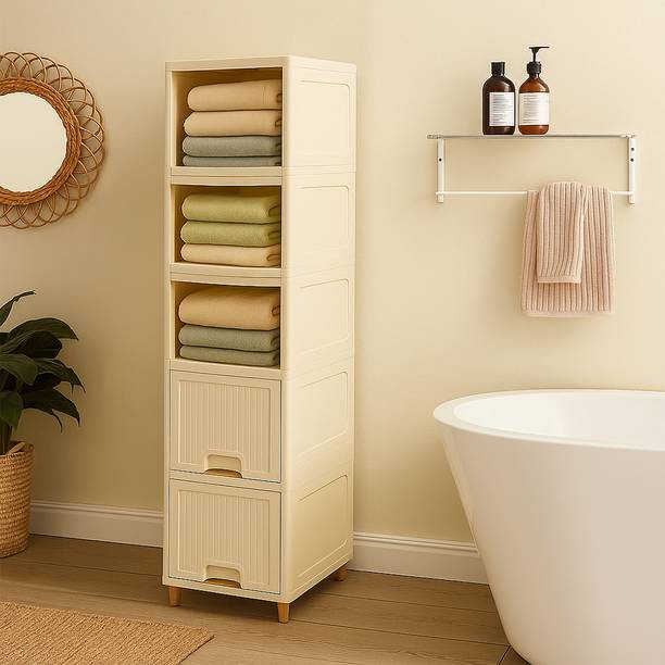 Surety for Safety 5 Compartments Storage Trolly Organisers Storage Box Plastic Kitchen Cabinet