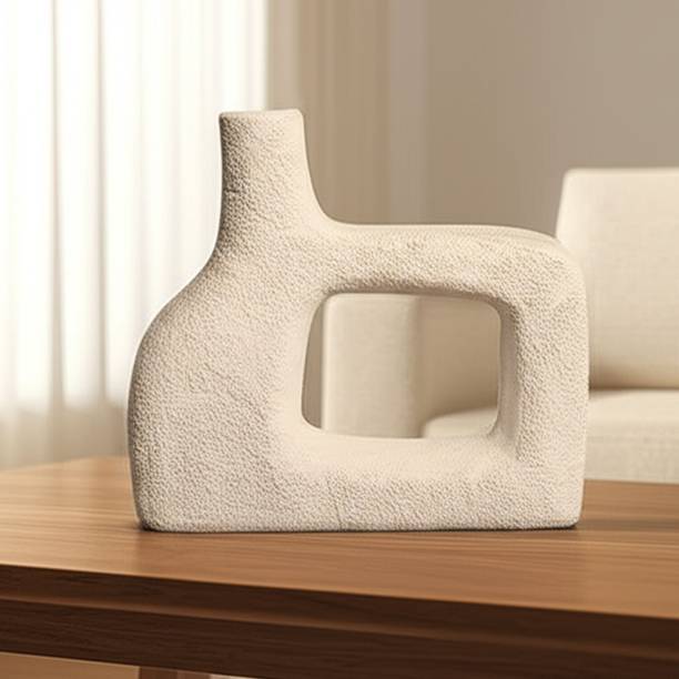Manya Modern Textured Vase (8 Inch) Japandi Style Ceramic Decor Vase Filler