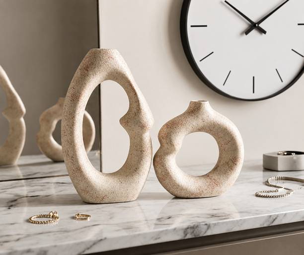 AXORIA DECOR AXORIA DECOR Set of 2 Curved Ring Vase Pots Set of 2 | Home Decor | Ceramic Vase