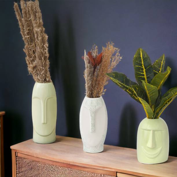 The Transit Story Combo Green Face Vases-bedroom/living room/countertop/Home decoration showpieces Ceramic Vase