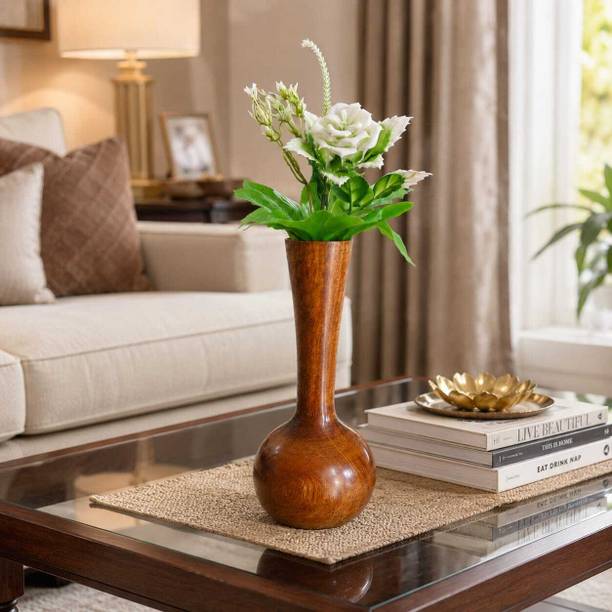 Craft Era Design Flower Vase with Flowers Wooden Vase