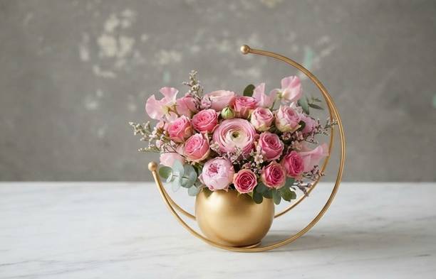 SS Handicrafts Creative metal geometric home designer Round

Shape vase Iron Vase