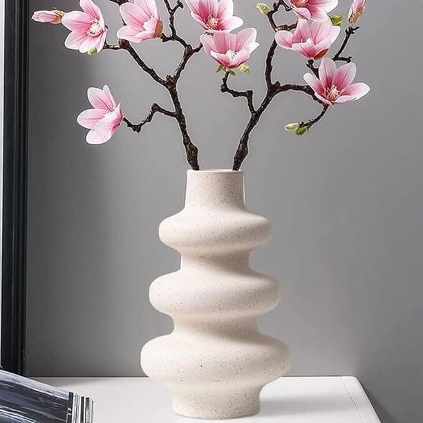 VsCeramics All new wavy ring planter (Pack of 1, White) Ceramic Vase (8 inch, White)