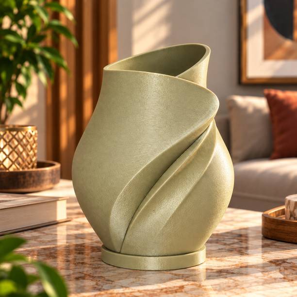 EverFirm Everfirm Twisted Wave Swirl Flower Vase for Home Decor Living Room –white bone Plastic Vase