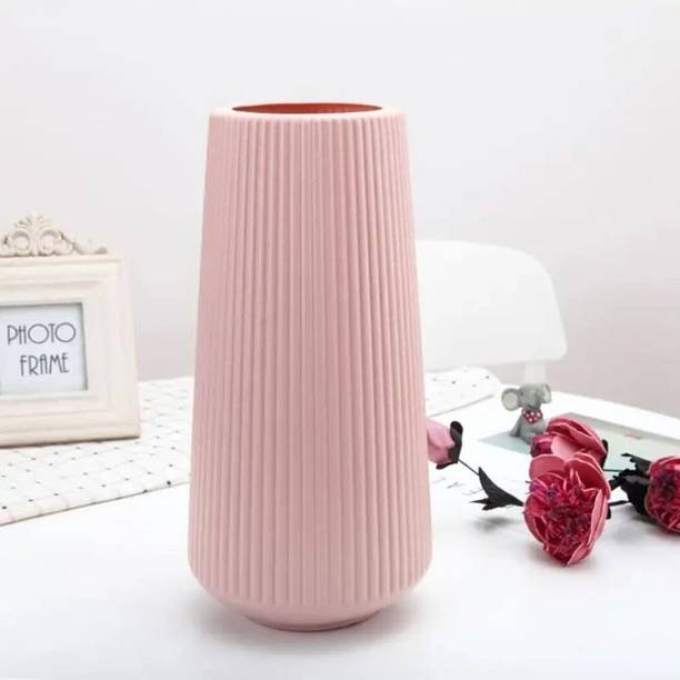 Satyam Kraft 1 pcs Large Flower Vase for Indoor, Office Living Room, Home - pink Plastic Vase