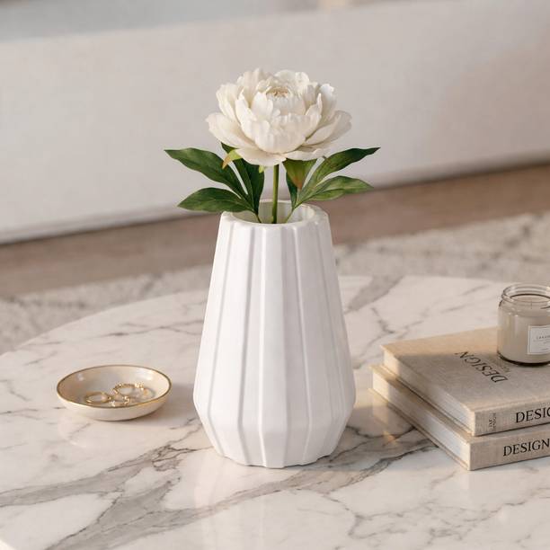 Vendola Plastic Modern Ribbed Flower Vases for Home Décor Plastic Vase