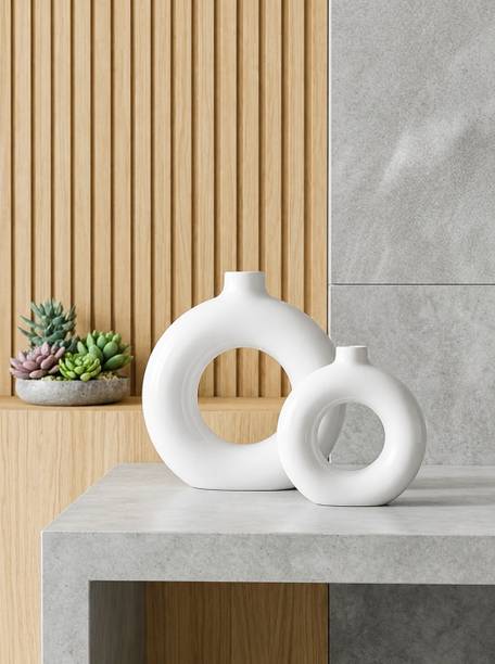 AXORIA DECOR AXORIA DECOR Set of 2 Donut Vases Pots for Home Bedroom Living room & office | Ceramic Vase