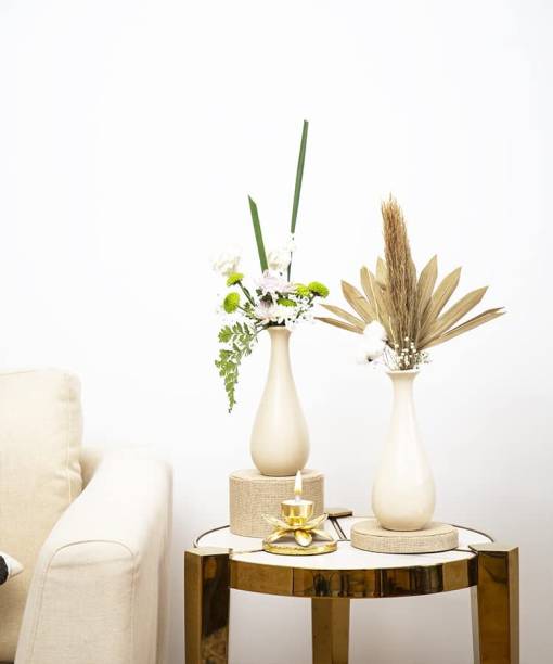 DeArt Handcrafted Ceramic Bottle Vase for Home Decor, Office Decor, Living Room Décor Ceramic Vase