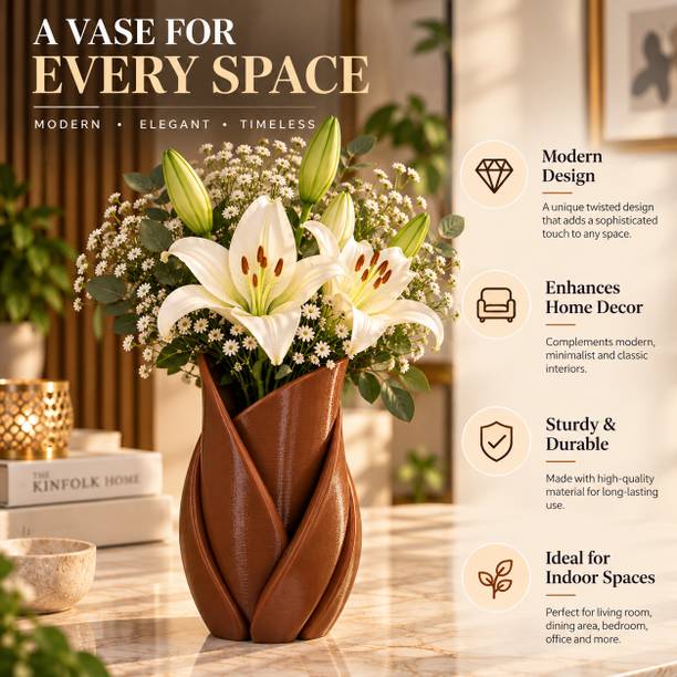 EverFirm Petal Wrap Tulip Flower Vase – Mocha Brown Plastic Vase