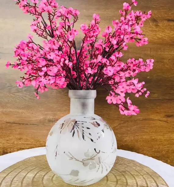 Namisha Round Glass Vase | For Artificial Flowers & Plants, Money Plant, Lucky Bamboo Plant | Elegant Frosted Vase | Flower Pot | Ball Shaped Glass Vase