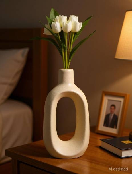 Luminescence Enterprises Ceramic Oval Shape For Bedroom/ Living Room , Vase, Pack Of 1 Ceramic Vase