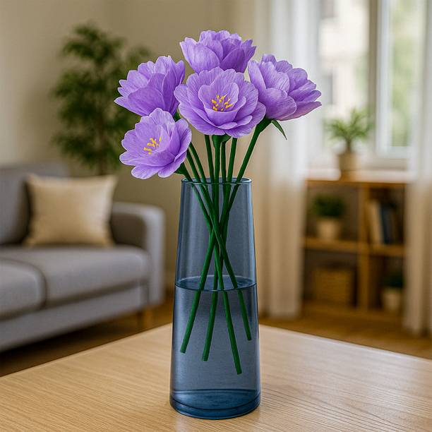 VoiDrop Home Decorative Flower Vases for Living Room, Center Table, Bedroom Side Corners Glass Vase