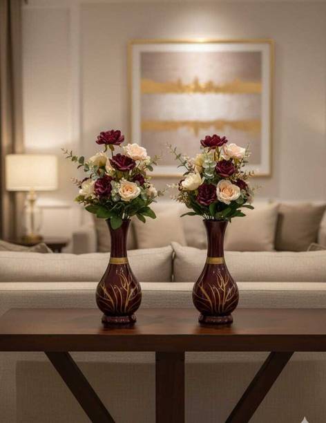 Tinku k Store Decorative Flower Vase Set of 2 | Premium Gloss Finish Table Vase Plastic Vase