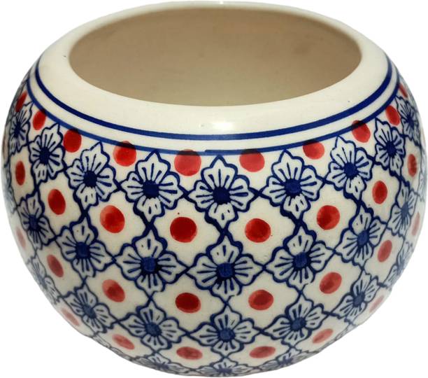 OriginalCeramics Exclusive Oval Shape Blue Art Painting Plant Container Set