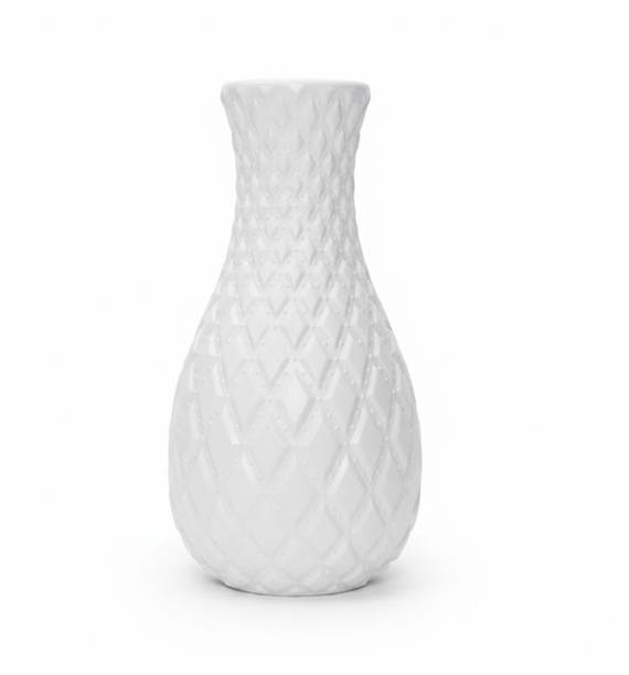Ryme legant White Textured Decorative Flower Vase | Modern Home & Office Décor Vase Plastic Vase