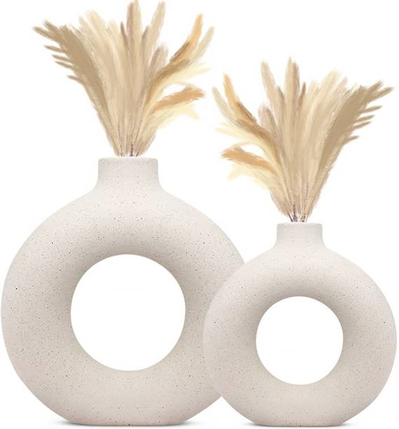 Indulge Homes White Donut Shaped Decor Showpiece 8 & 12 Inches (P