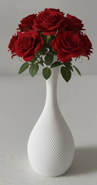 DDan White Ribbed Flower Vase Plastic Vase