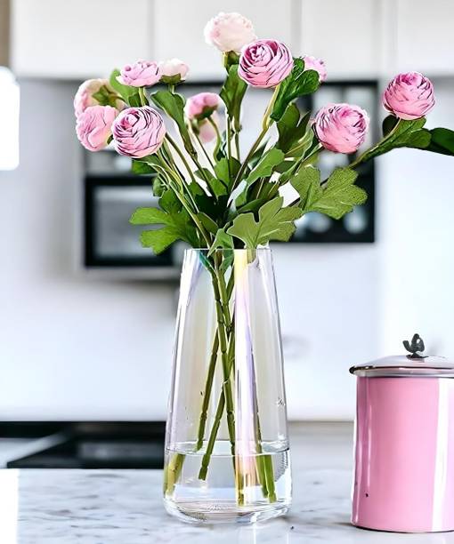 Relanta Decorative Glass Flowers Vase Plants Home Decor Office Living Table Decorations Glass Vase
