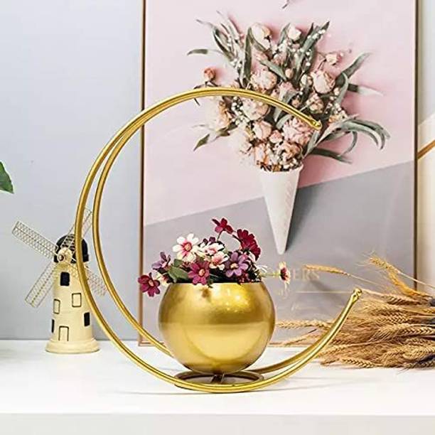 Appraise Home Impex Moon Shaped Metal Vase Colour Gold Iron Vase