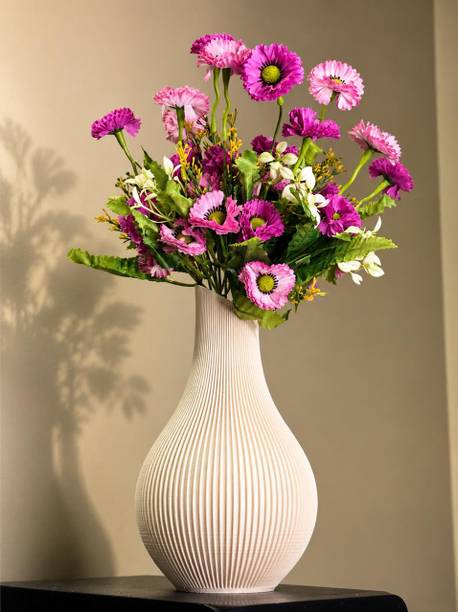 AKARA Vera Fluted Sculptural Vase | Modern Decorative Table Vase Polyresin Vase