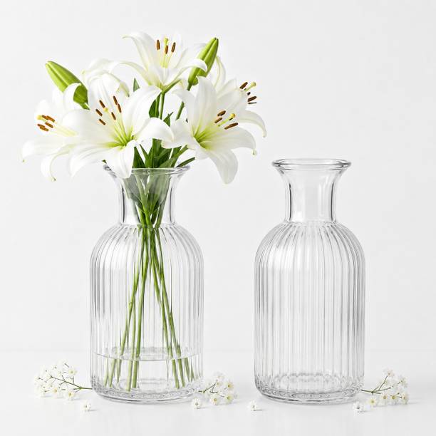 The Castle Crafts Stylish Glass Flower Vase for Office Desk & Table Centerpiece Decor Glass Vase