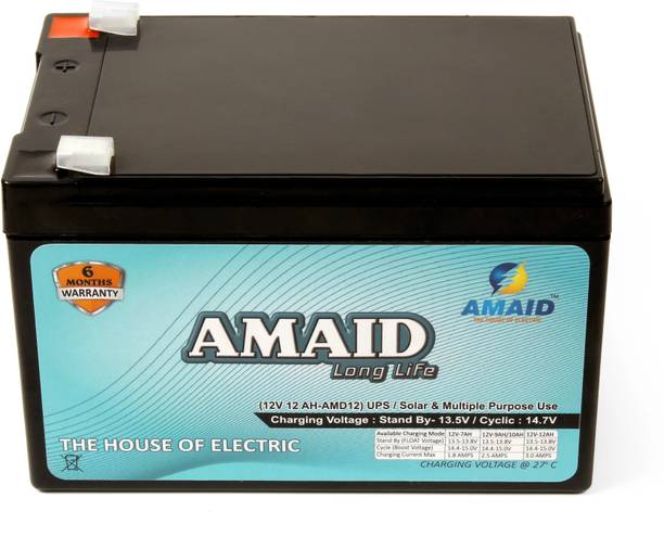 AMAID 12V 12AH at C27 SMF UPS-Emergency Battery for Use in UPS/Solar All Multiple Use AGM Solar Battery