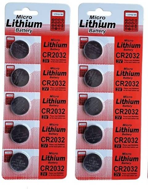 SRMG Micro Lithium CR2032 Coin 3v Computer Motherboard Glucometer Battery(Pack of10 ) 110 Ah Battery for Bike