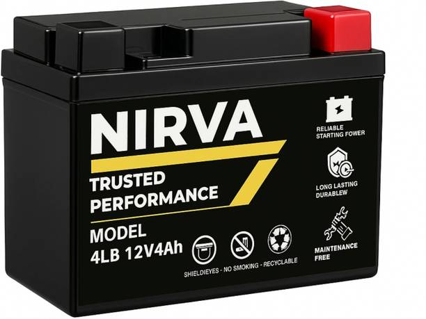 Nirva NRX-4LB 12V 4Ah VRLA Rechargeable Maintenance Free, Leak Proof, Long-Life 4 Ah Battery for Bike